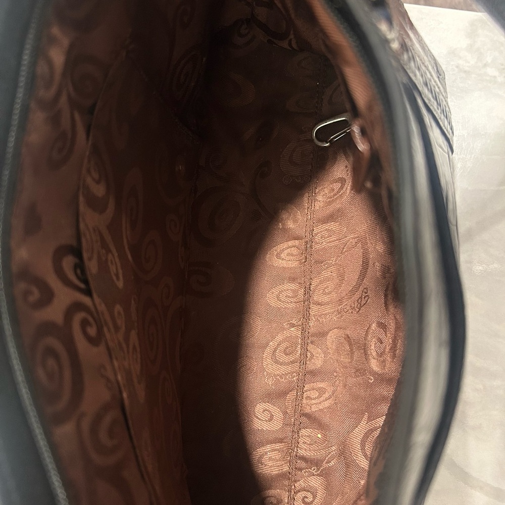 Brighton Black Leather Shoulder Bag with Silver Accents - Picture 5 of 6
